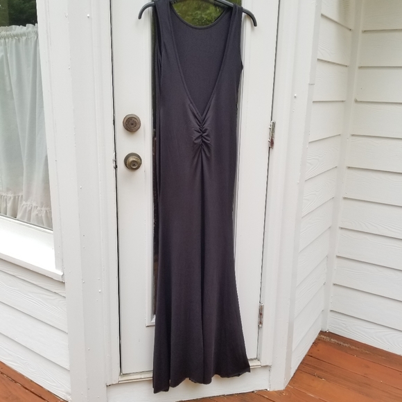 Long Black med dress with a deep V back - Picture 6 of 6